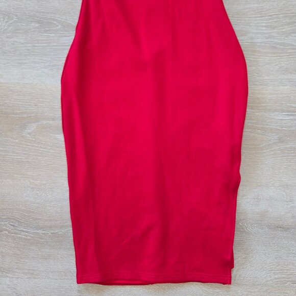 Lulus Paulina Square Neck Red Bodycon Midi Cocktail Sheath Dress Small NWOT - Picture 6 of 17